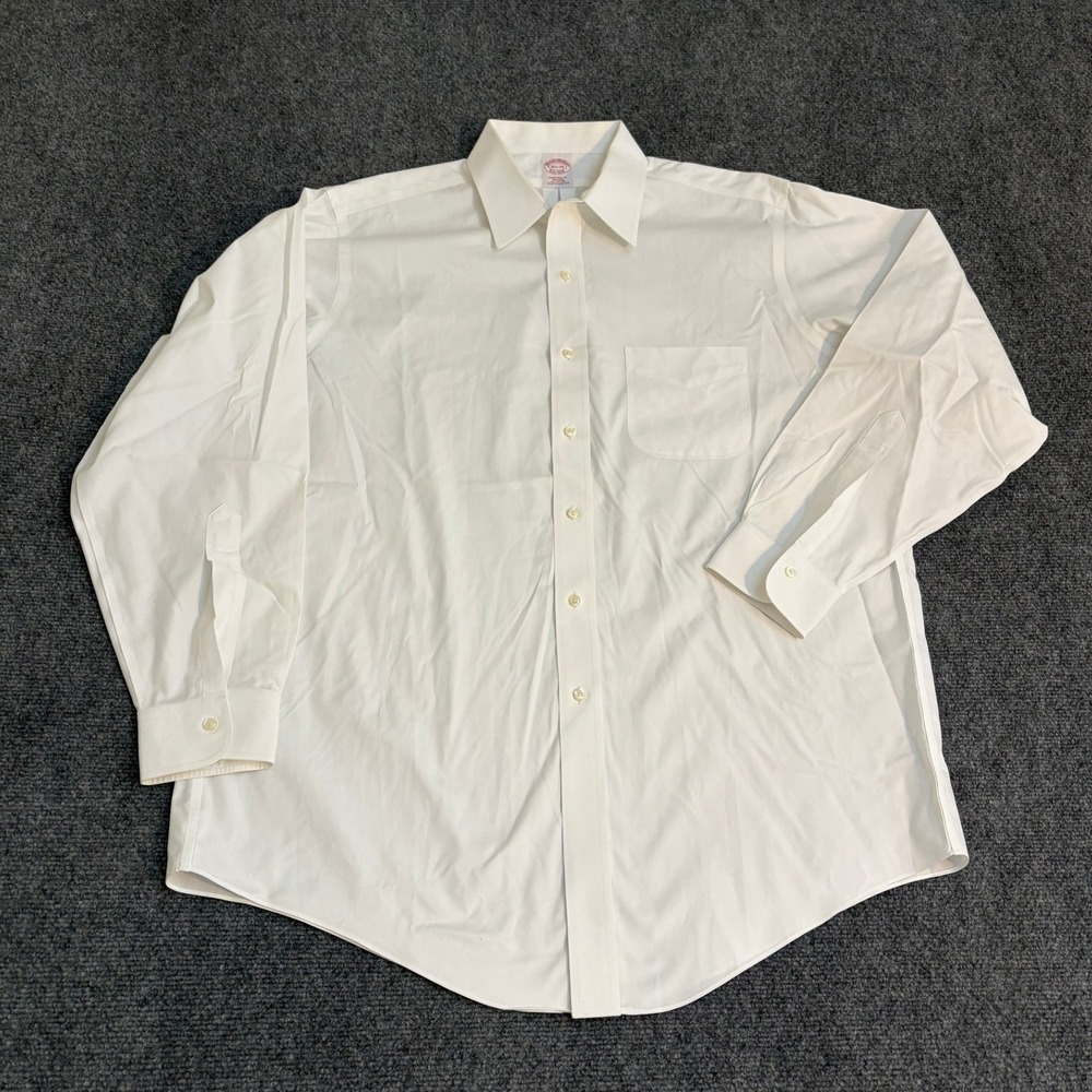 Brooks Brothers Mens 16.5-34 Traditional Fit Non-Iron White Dress Shirt Cotton